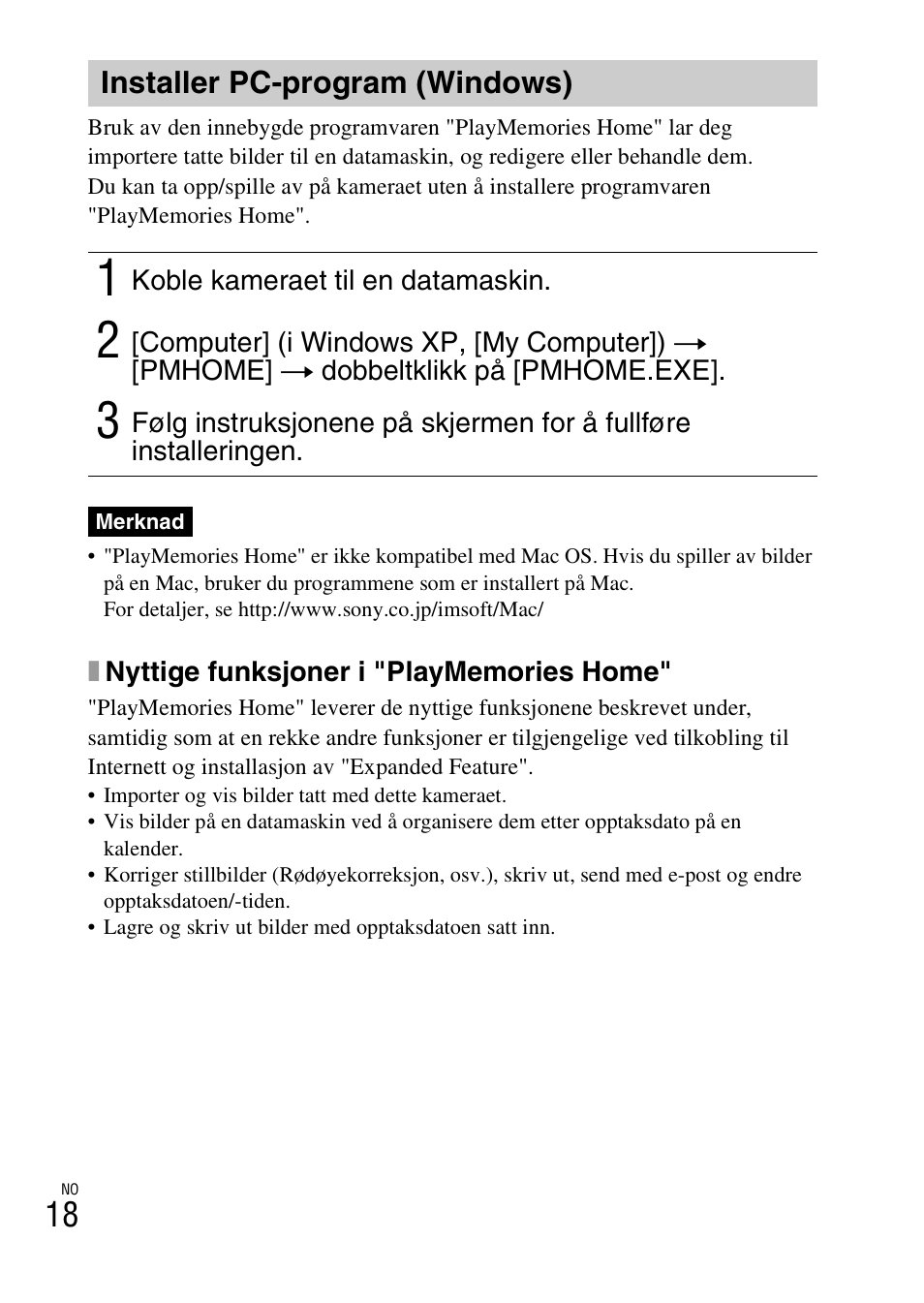 Installer pc-program (windows) | Sony DSC-W620 User Manual | Page 310 / 435