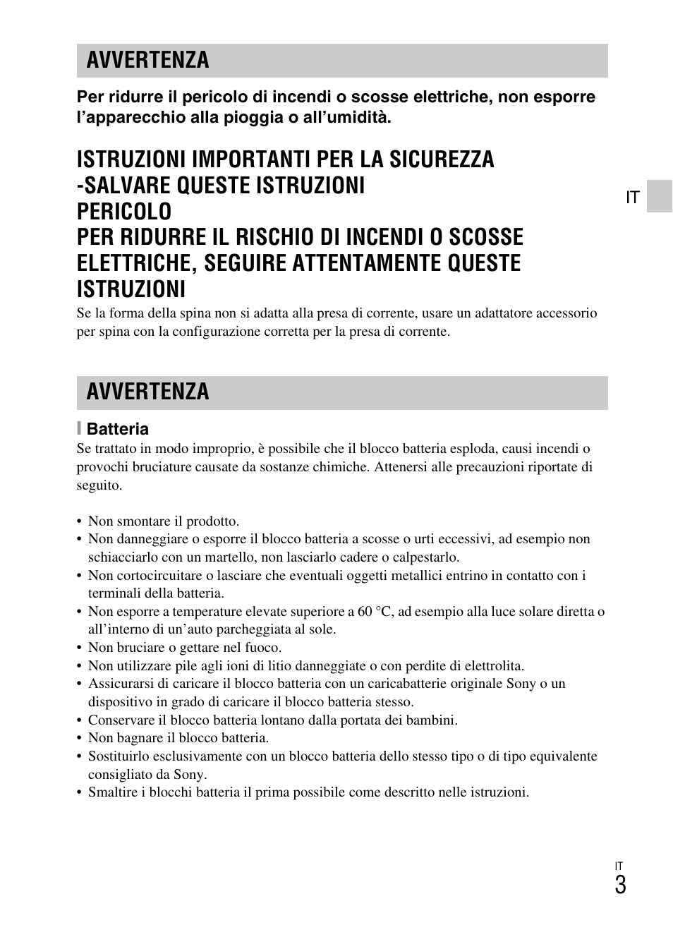 Avvertenza | Sony DSC-W620 User Manual | Page 51 / 435
