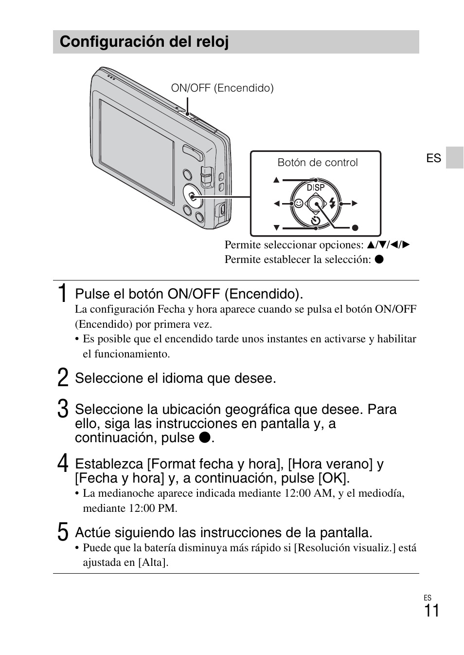 Configuración del reloj | Sony DSC-W620 User Manual | Page 81 / 435