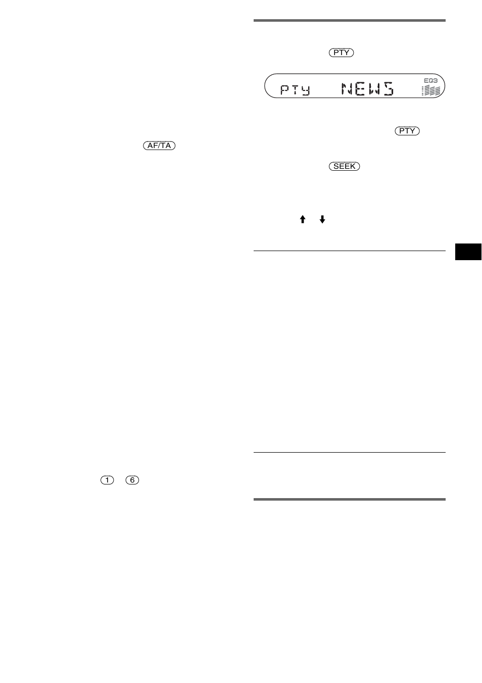 Sélection pty, Réglage de ct, Sélection pty réglage de ct | Sélection pty 1, Réglage de ct 1 | Sony CDX-S2250S User Manual | Page 43 / 92