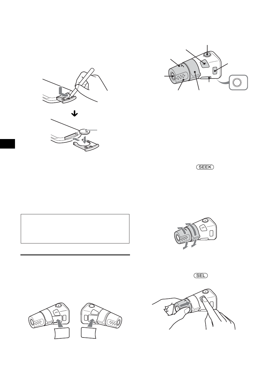 Satellite de commande rm-x4s, Cdx-s2250v uniquement), Remplacement de la pile au lithium | Mise en place de l’étiquette, Emplacement des commandes, Modification du sens de fonctionnement | Sony CDX-S2250S User Manual | Page 46 / 92