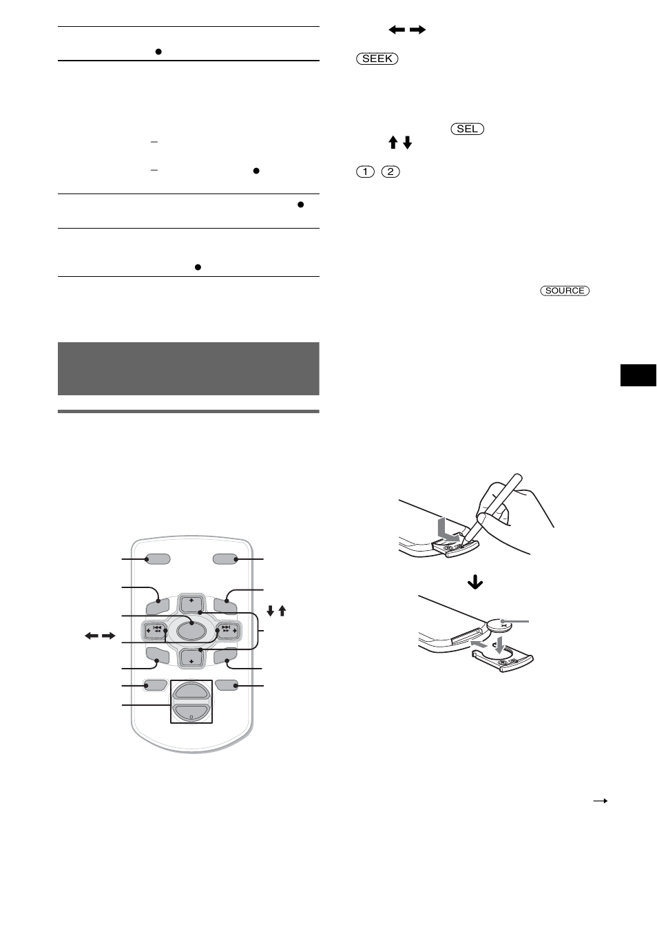 Uso del telecomando opzionale, Telecomando a scheda rm-x114, Individuazione dei comandi | Sostituzione della batteria al litio | Sony CDX-S2250S User Manual | Page 63 / 92