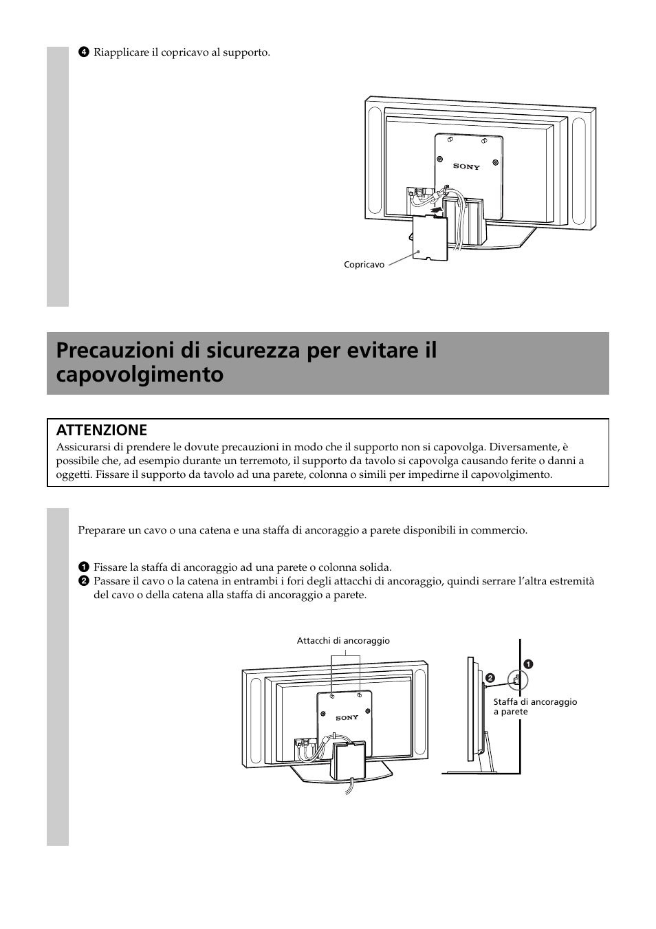 Attenzione | Sony SU-P50T2 User Manual | Page 110 / 132