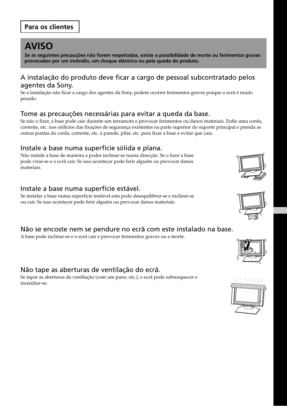 Aviso | Sony SU-P50T2 User Manual | Page 33 / 132