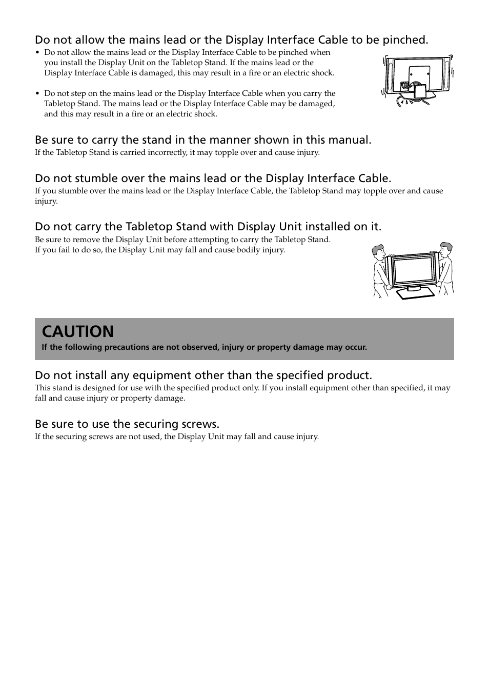 Caution | Sony SU-P50T2 User Manual | Page 4 / 132