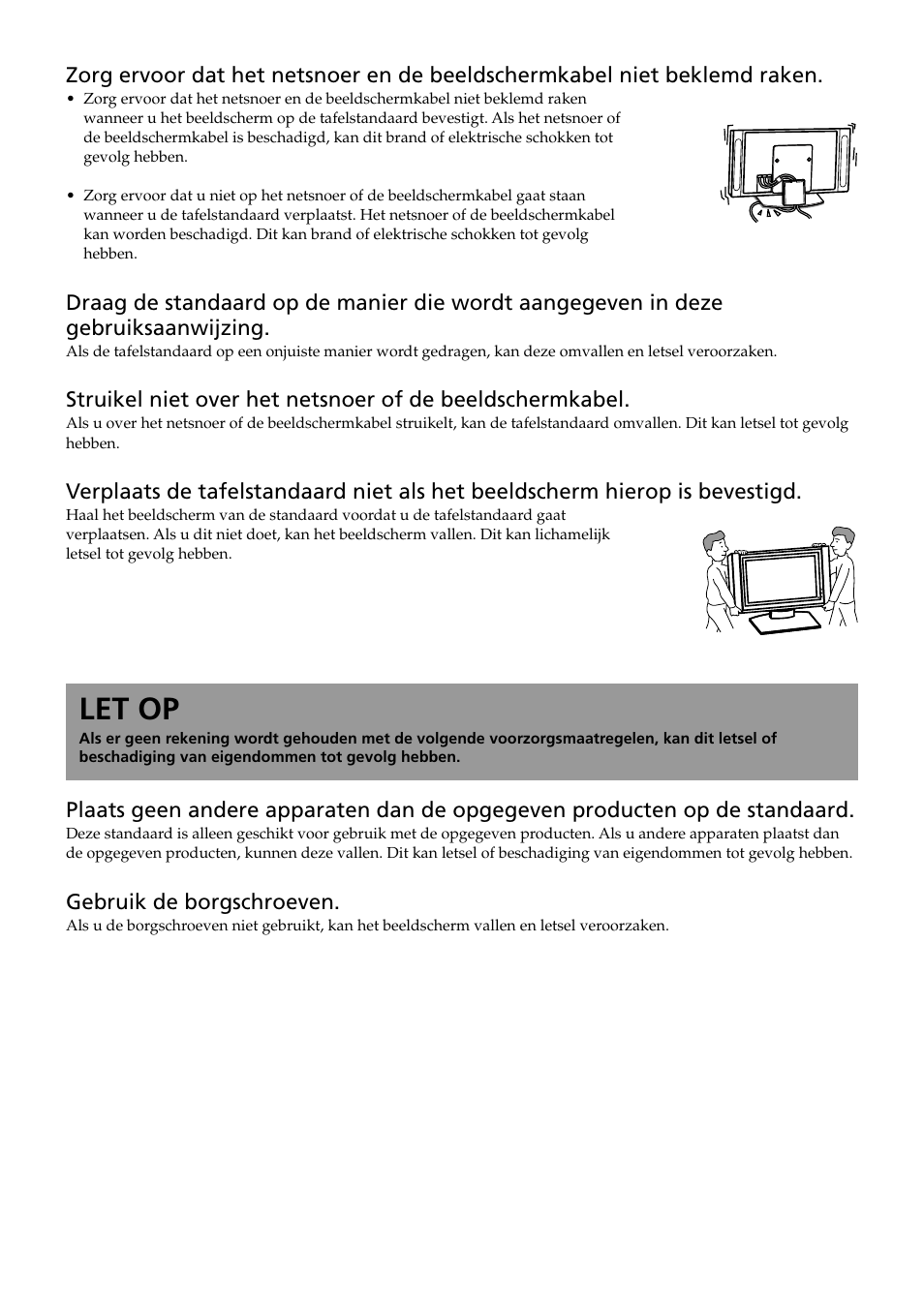 Let op | Sony SU-P50T2 User Manual | Page 84 / 132