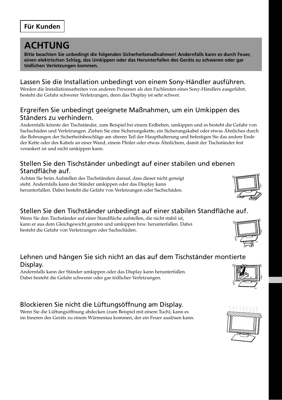 Achtung | Sony SU-P50T2 User Manual | Page 93 / 132