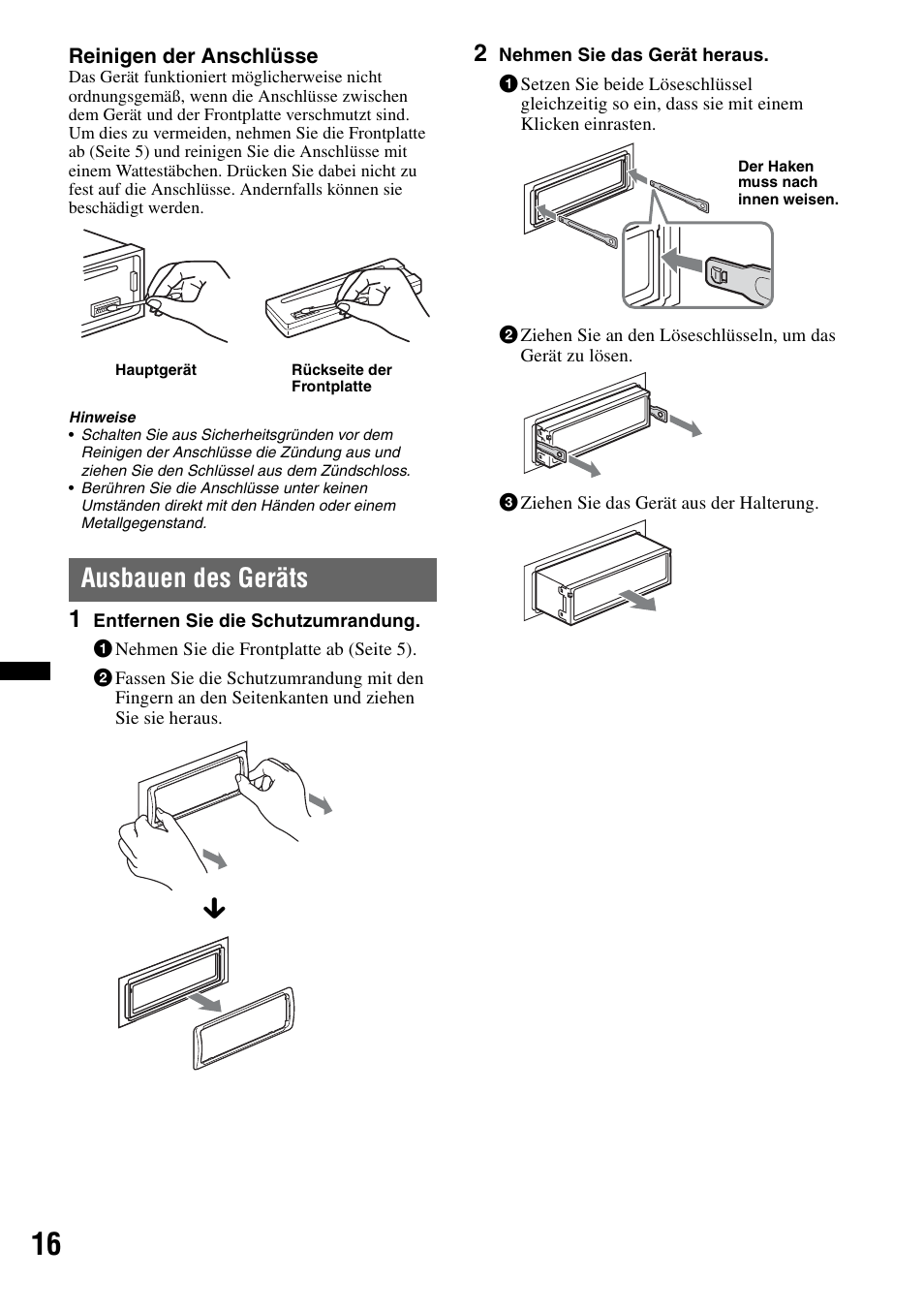 Ausbauen des geräts | Sony CDX-GT252MP User Manual | Page 32 / 92