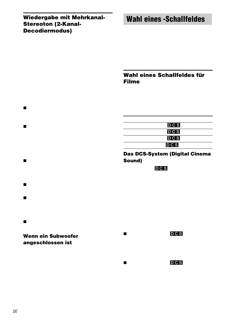 Wahl eines -schallfeldes, Wahl eines schallfeldes für filme | Sony STR-DA3000ES User Manual | Page 34 / 208