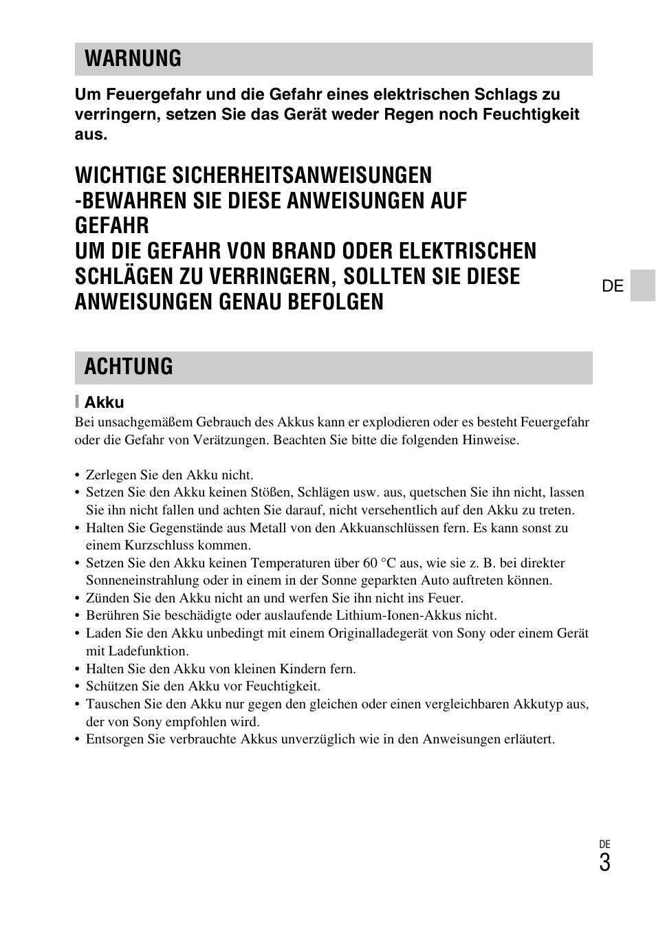 Warnung achtung | Sony DSC-WX60 User Manual | Page 177 / 611