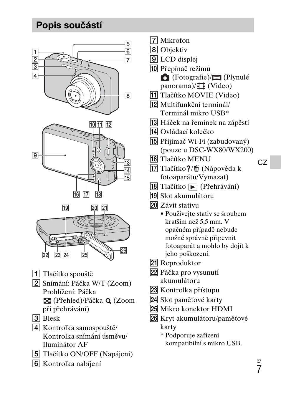 Popis součástí | Sony DSC-WX60 User Manual | Page 283 / 611