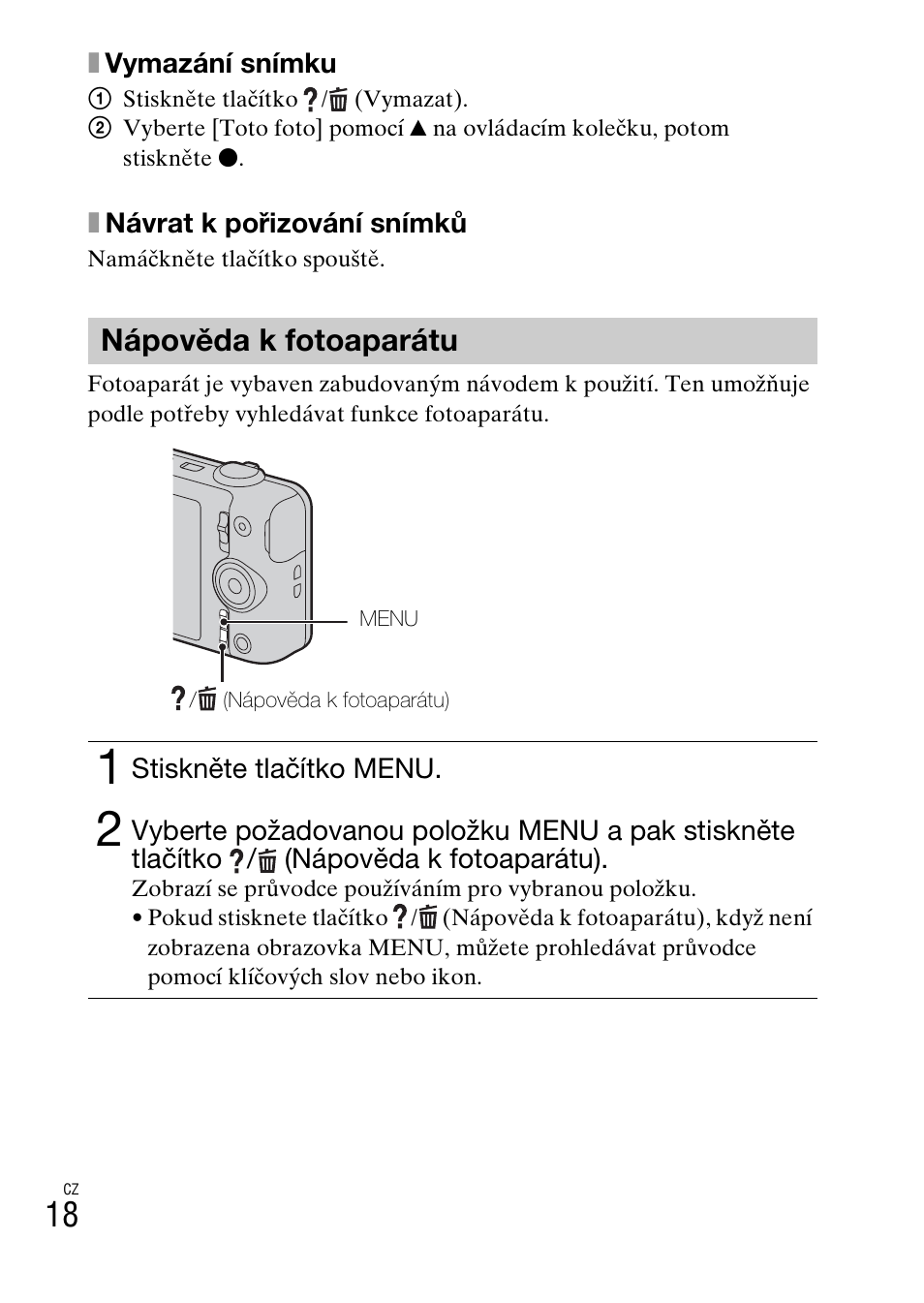 Nápověda k fotoaparátu | Sony DSC-WX60 User Manual | Page 294 / 611
