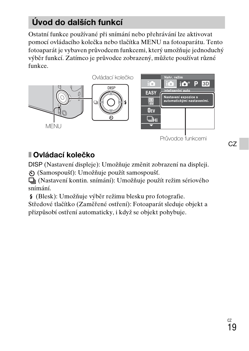 Úvod do dalších funkcí, Xovládací kolečko | Sony DSC-WX60 User Manual | Page 295 / 611