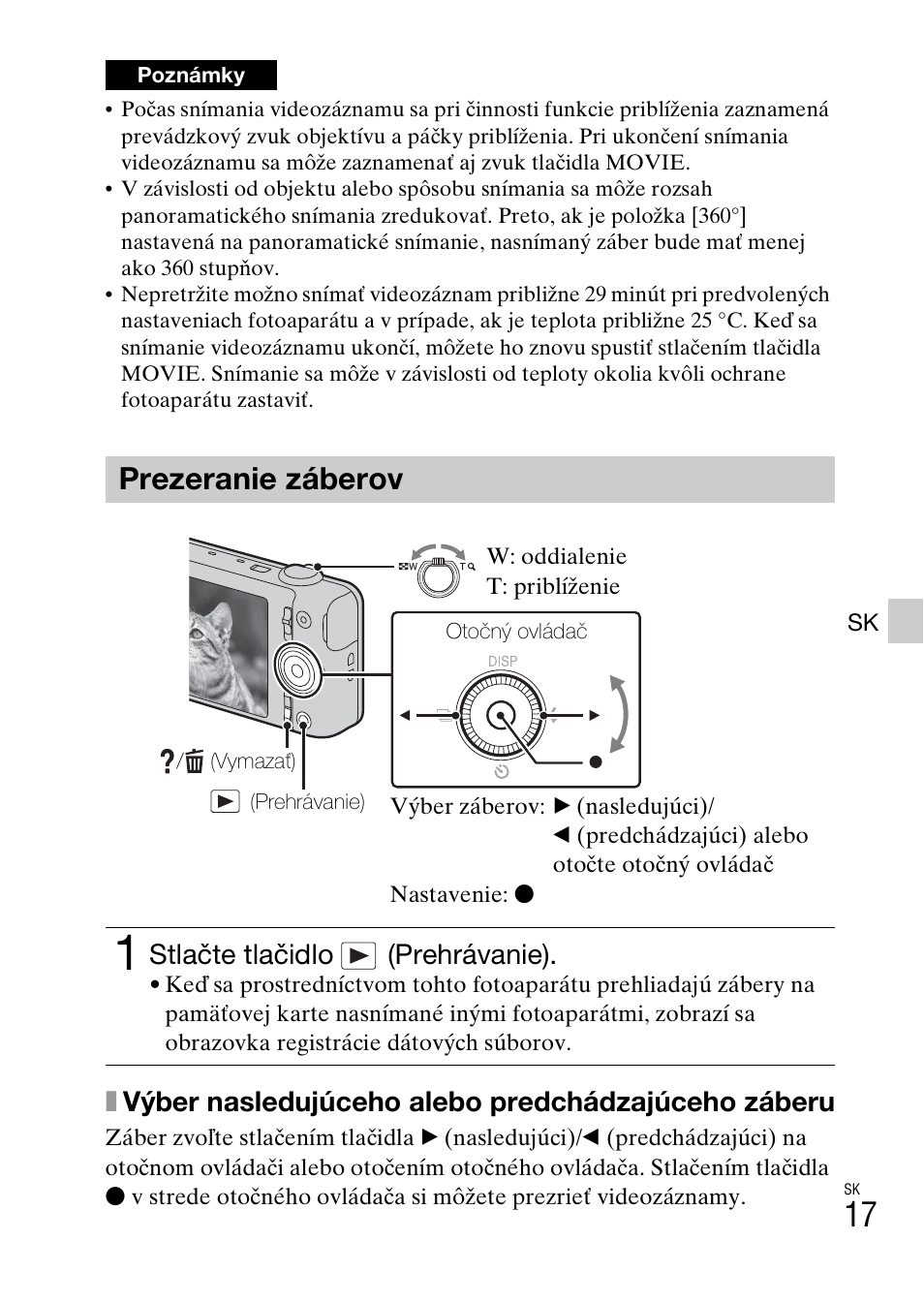 Prezeranie záberov, Xvýber nasledujúceho alebo predchádzajúceho záberu, Stlačte tlačidlo (prehrávanie) | Sony DSC-WX60 User Manual | Page 361 / 611