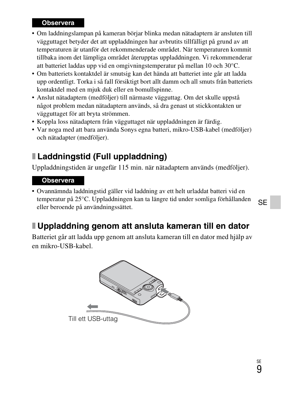 Xladdningstid (full uppladdning) | Sony DSC-WX60 User Manual | Page 387 / 611