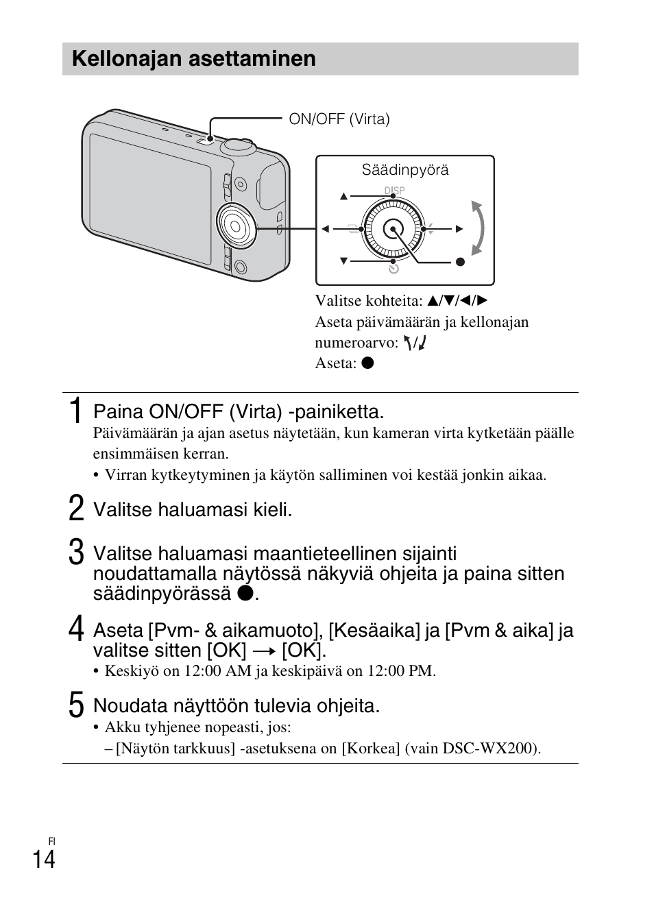 Kellonajan asettaminen | Sony DSC-WX60 User Manual | Page 424 / 611