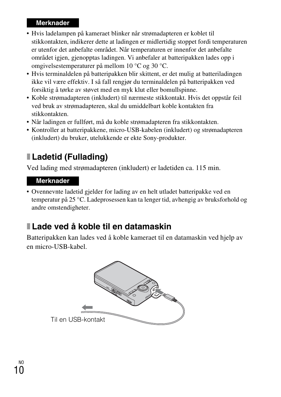 Xladetid (fullading), Xlade ved å koble til en datamaskin | Sony DSC-WX60 User Manual | Page 450 / 611