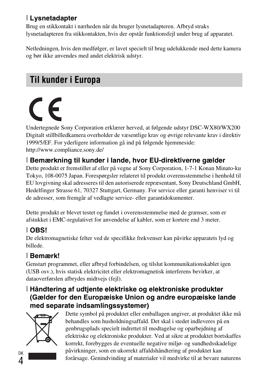 Til kunder i europa | Sony DSC-WX60 User Manual | Page 476 / 611