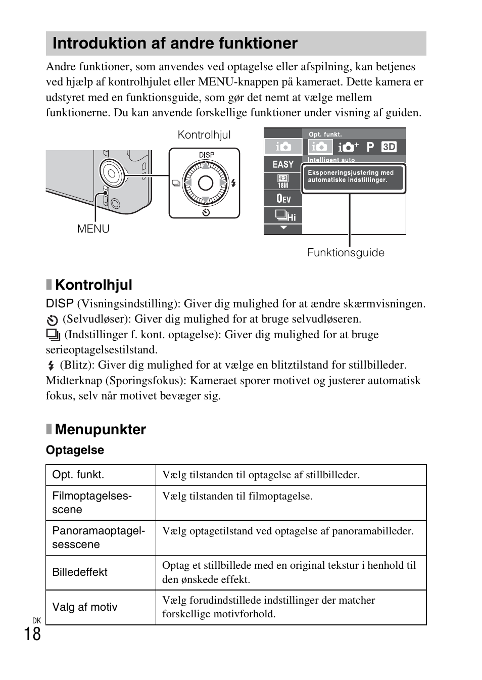 Introduktion af andre funktioner, Xkontrolhjul, Xmenupunkter | Sony DSC-WX60 User Manual | Page 490 / 611