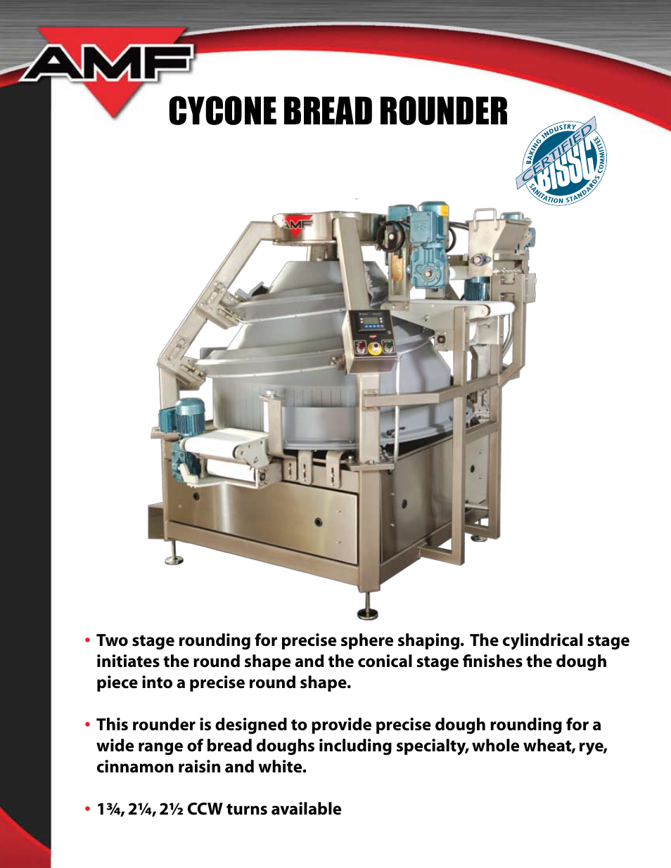 AMF Cycone Bread Rounder User Manual | 4 pages