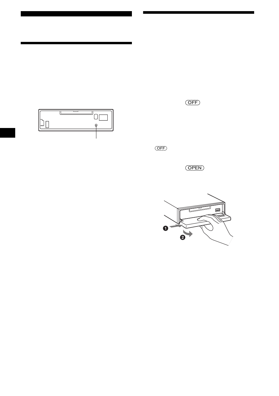 Vorbereitungen, Zurücksetzen des geräts, Abnehmen der frontplatte | Zurücksetzen des geräts abnehmen der frontplatte | Sony MDX-F5800 User Manual | Page 36 / 156