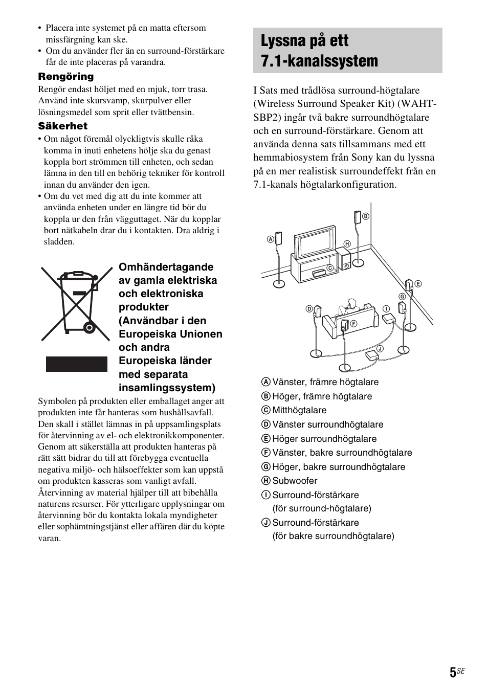 Lyssna på ett 7.1-kanalssystem | Sony WAHT-SBP2 User Manual | Page 109 / 140