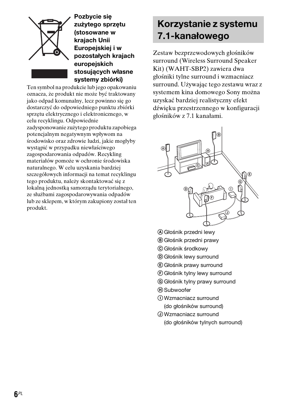 Korzystanie z systemu 7.1-kanałowego | Sony WAHT-SBP2 User Manual | Page 124 / 140