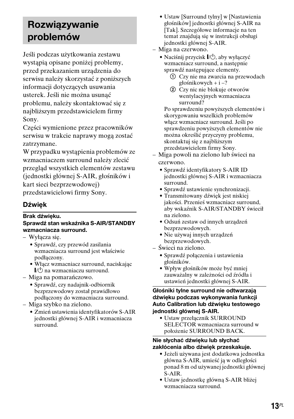 Rozwiązywanie problemów | Sony WAHT-SBP2 User Manual | Page 131 / 140