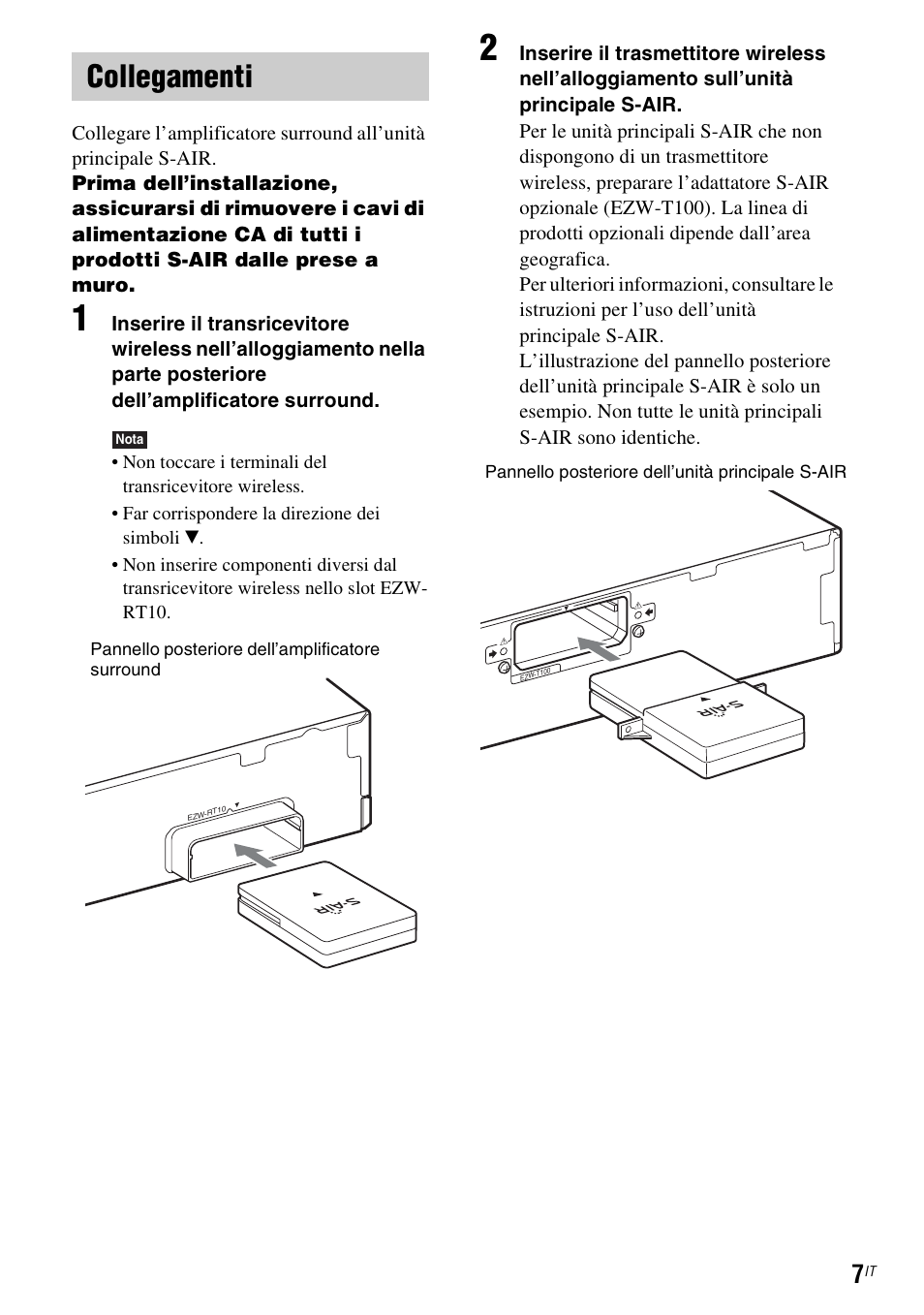 Collegamenti | Sony WAHT-SBP2 User Manual | Page 97 / 140