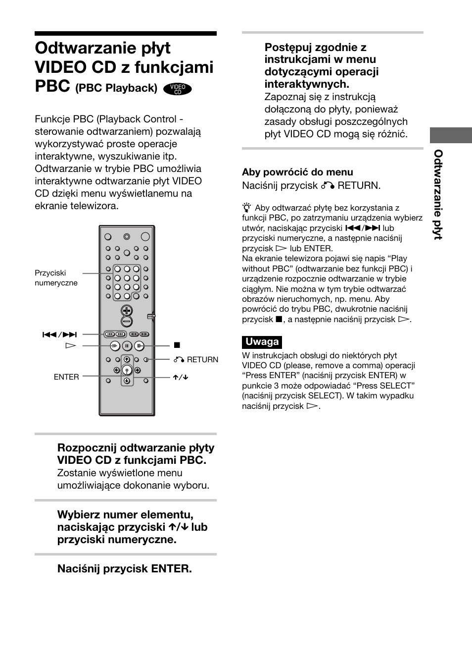 Odtwarzanie płyt video cd z funkcjami pbc | Sony DAV-C700 User Manual | Page 447 / 496
