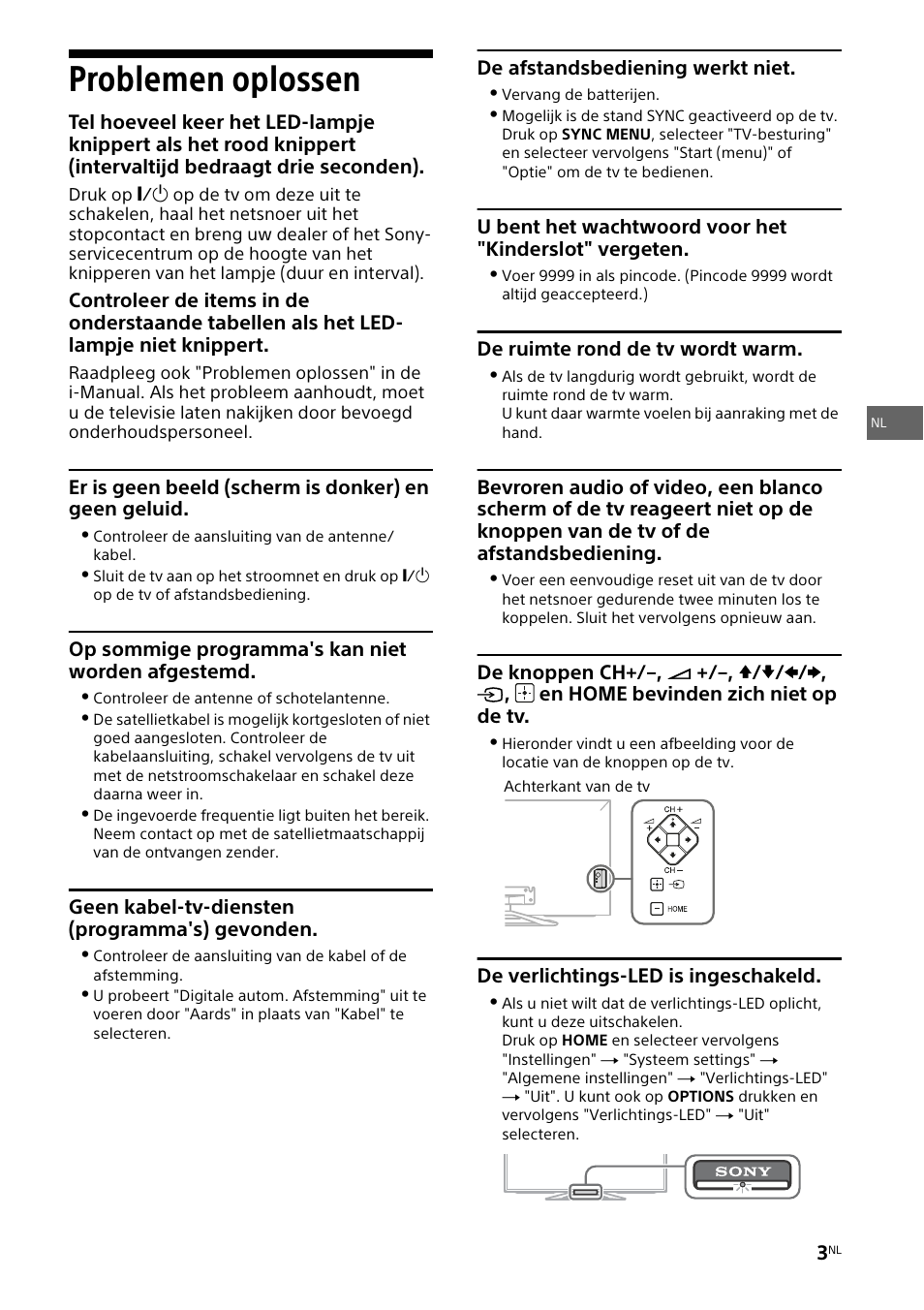 Problemen oplossen | Sony KDL-46W905A User Manual | Page 15 / 92