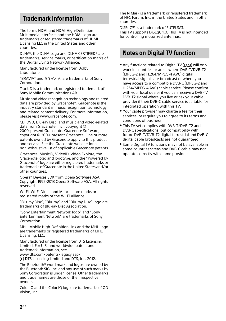 Sony KDL-46W905A User Manual | Page 2 / 92