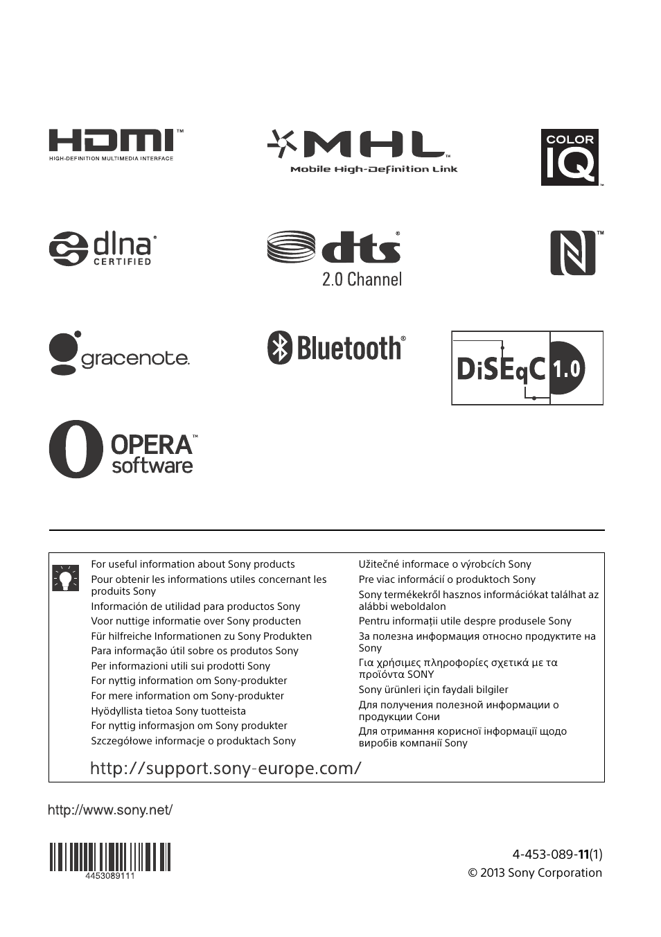 Sony KDL-46W905A User Manual | Page 92 / 92