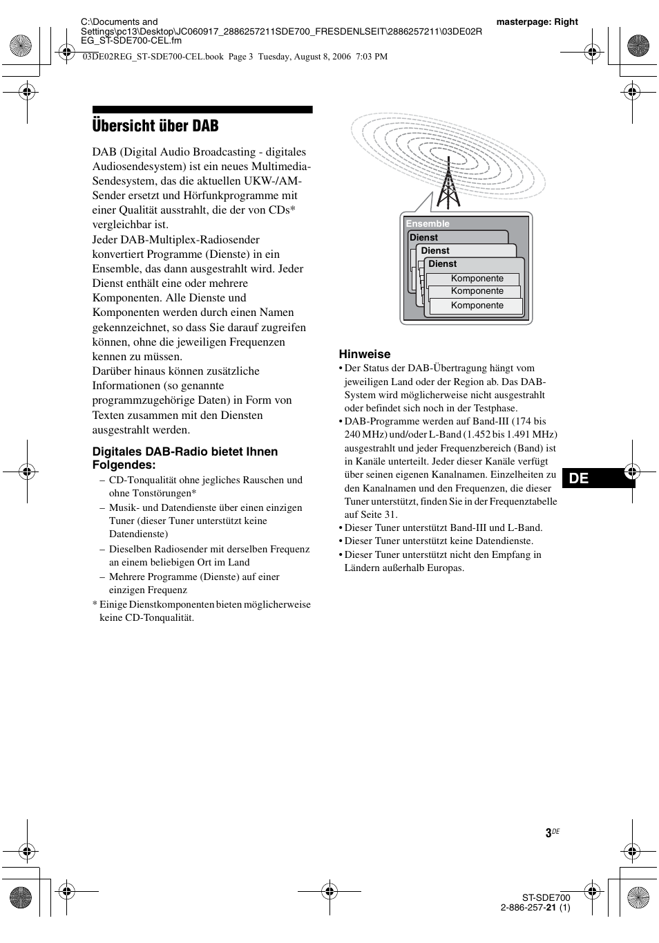 Übersicht über dab | Sony ST-SDE700 User Manual | Page 67 / 192