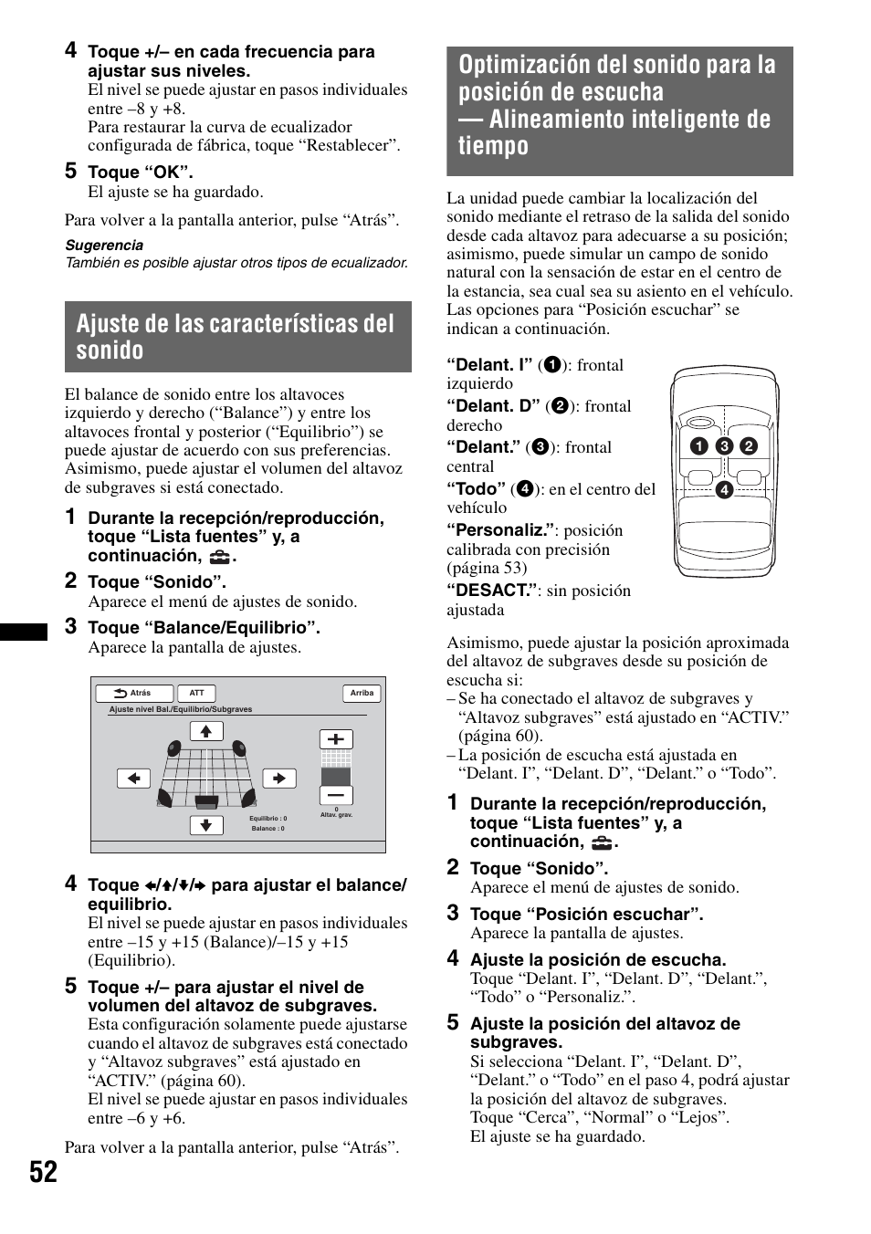 Ajuste de las características del sonido | Sony XNV-660BT User Manual | Page 128 / 248