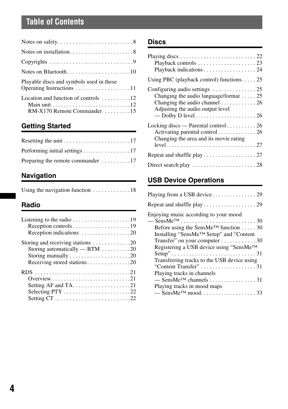 Sony XNV-660BT User Manual | Page 4 / 248