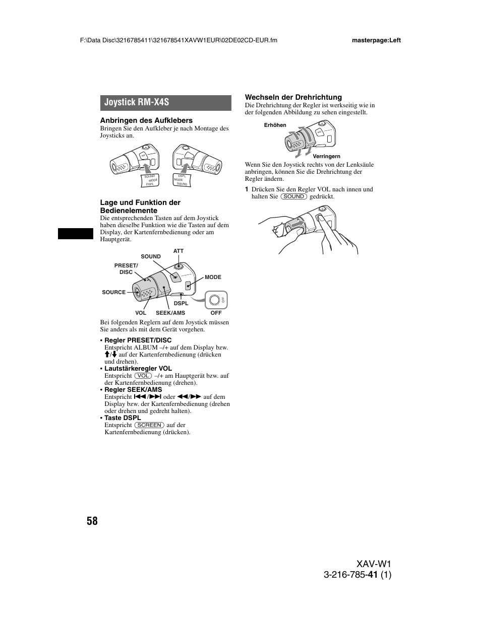 Joystick rm-x4s | Sony XAV-W1 User Manual | Page 122 / 344
