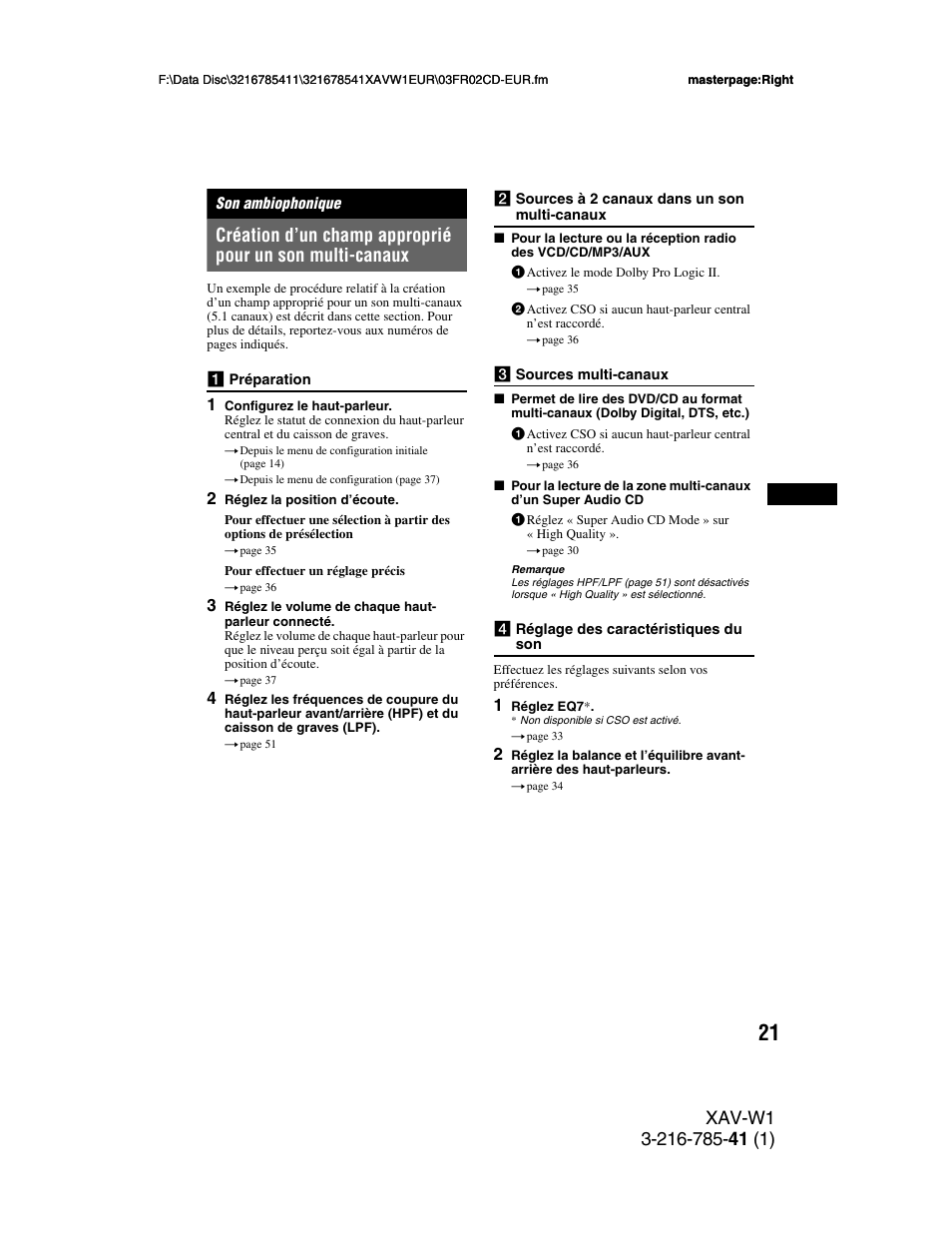 Son ambiophonique | Sony XAV-W1 User Manual | Page 155 / 344