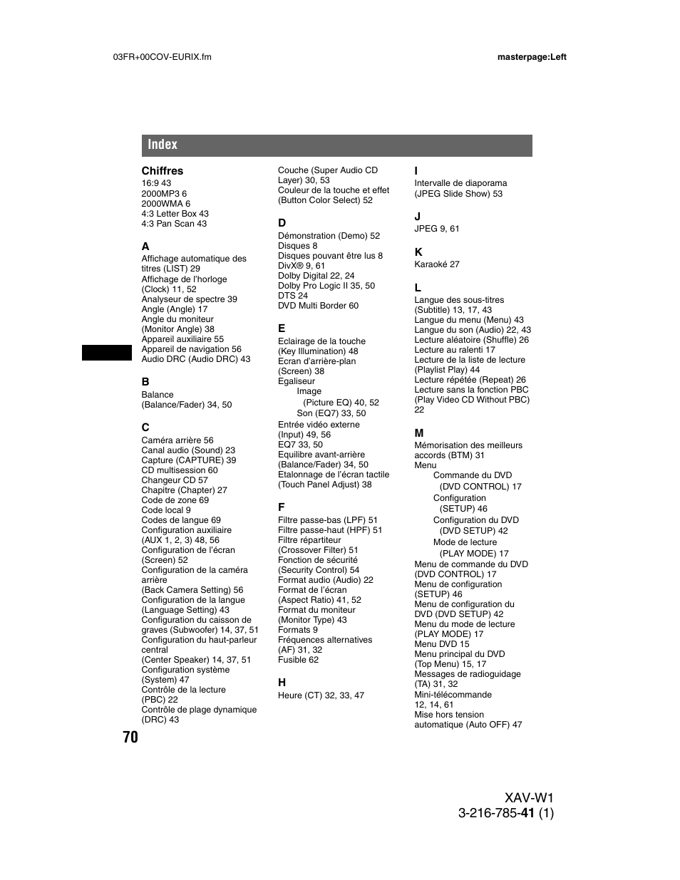 Index | Sony XAV-W1 User Manual | Page 204 / 344