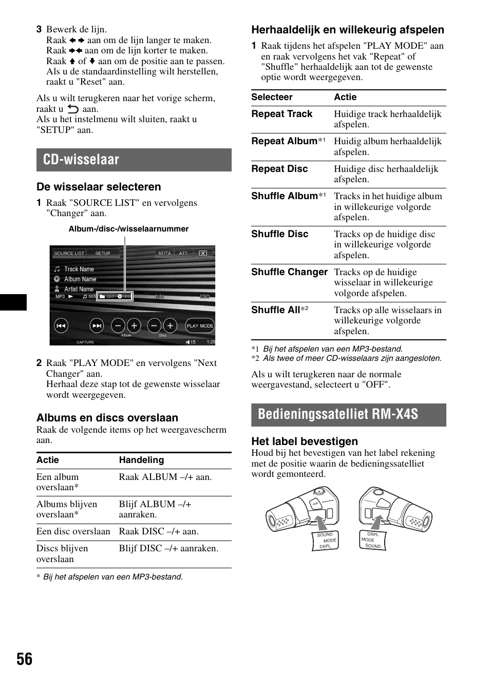 Cd-wisselaar, Bedieningssatelliet rm-x4s | Sony XAV-W1 User Manual | Page 330 / 344