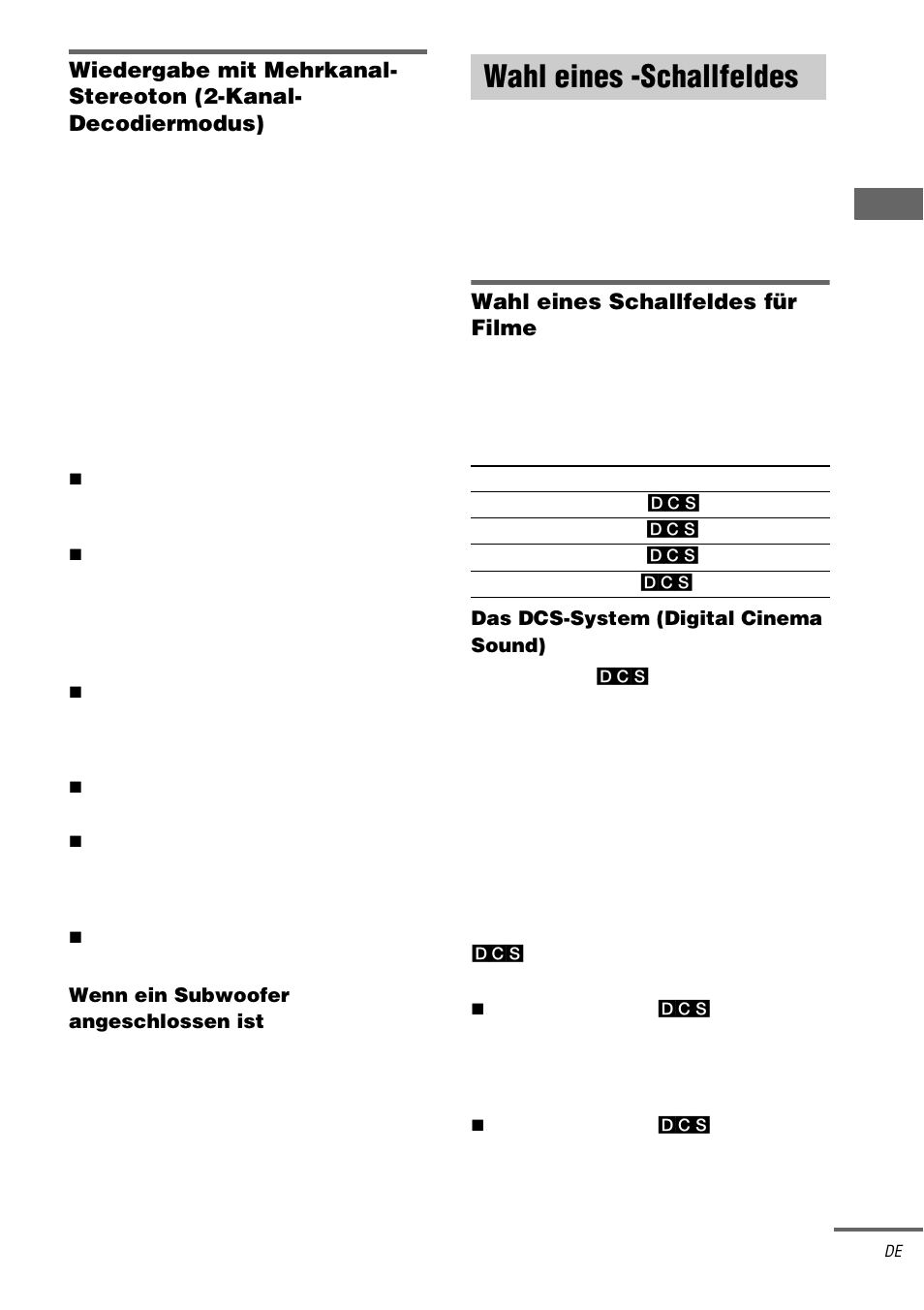 Wahl eines -schallfeldes, Wahl eines schallfeldes für filme | Sony TA-DA9000ES User Manual | Page 29 / 188