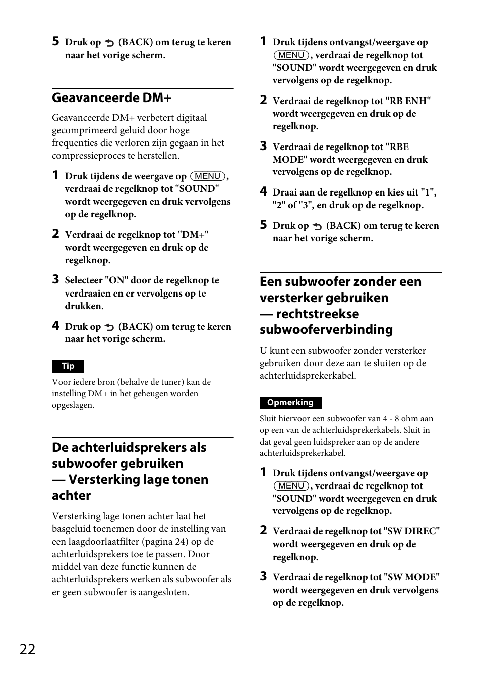 Geavanceerde dm | Sony CDX-DAB500U User Manual | Page 154 / 168