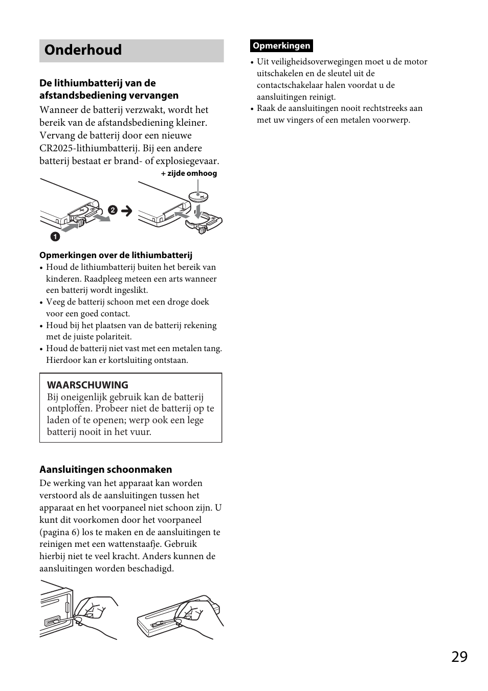 Onderhoud | Sony CDX-DAB500U User Manual | Page 161 / 168