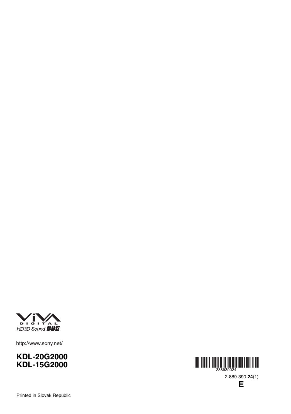 Sony KDL-15G2000 User Manual | Page 140 / 140