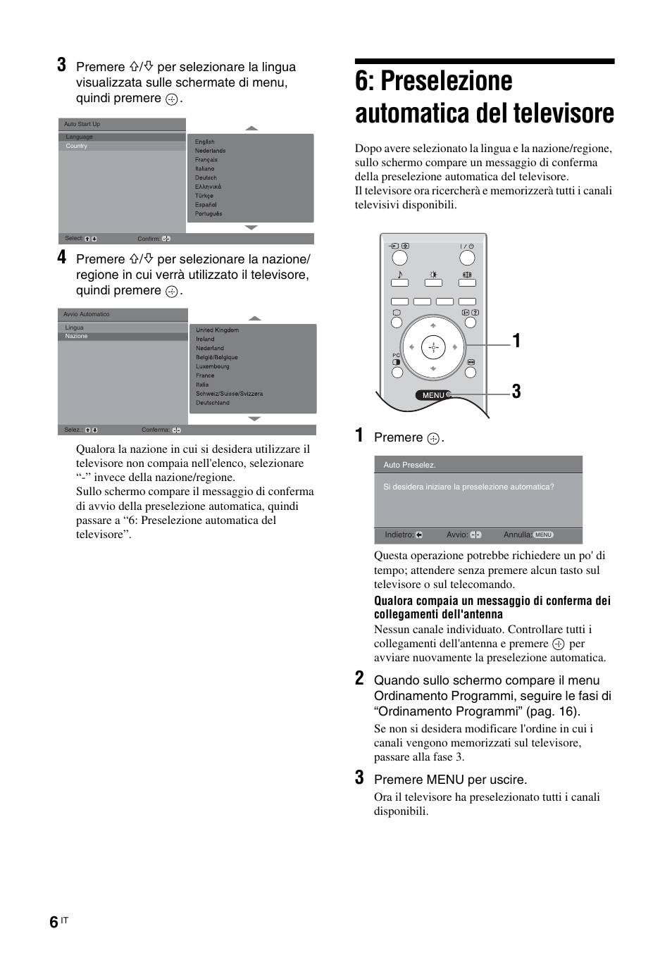 Preselezione automatica del televisore | Sony KLV-26U2520 User Manual | Page 50 / 89