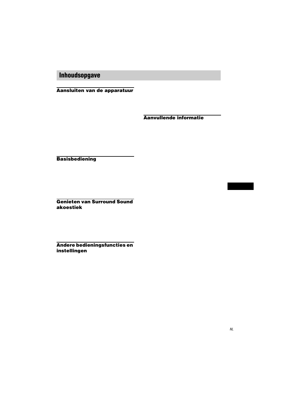 Inhoudsopgave | Sony STR-LV500 User Manual | Page 39 / 108