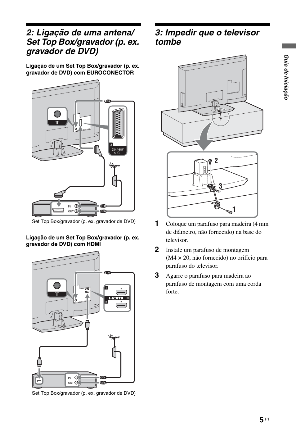 Impedir que o televisor tombe | Sony KDL-46Z5500 User Manual | Page 135 / 160