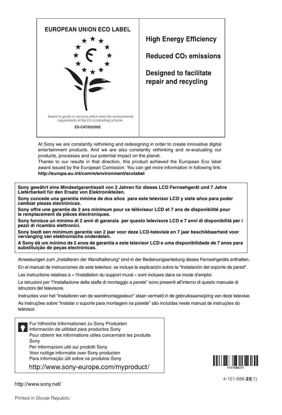 Sony KDL-46Z5500 User Manual | Page 160 / 160