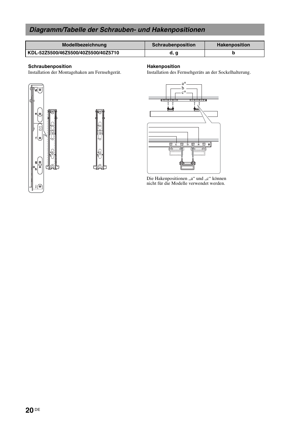 Sony KDL-46Z5500 User Manual | Page 20 / 160
