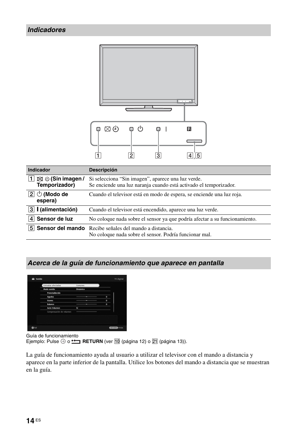 Indicadores | Sony KDL-46Z5500 User Manual | Page 40 / 160